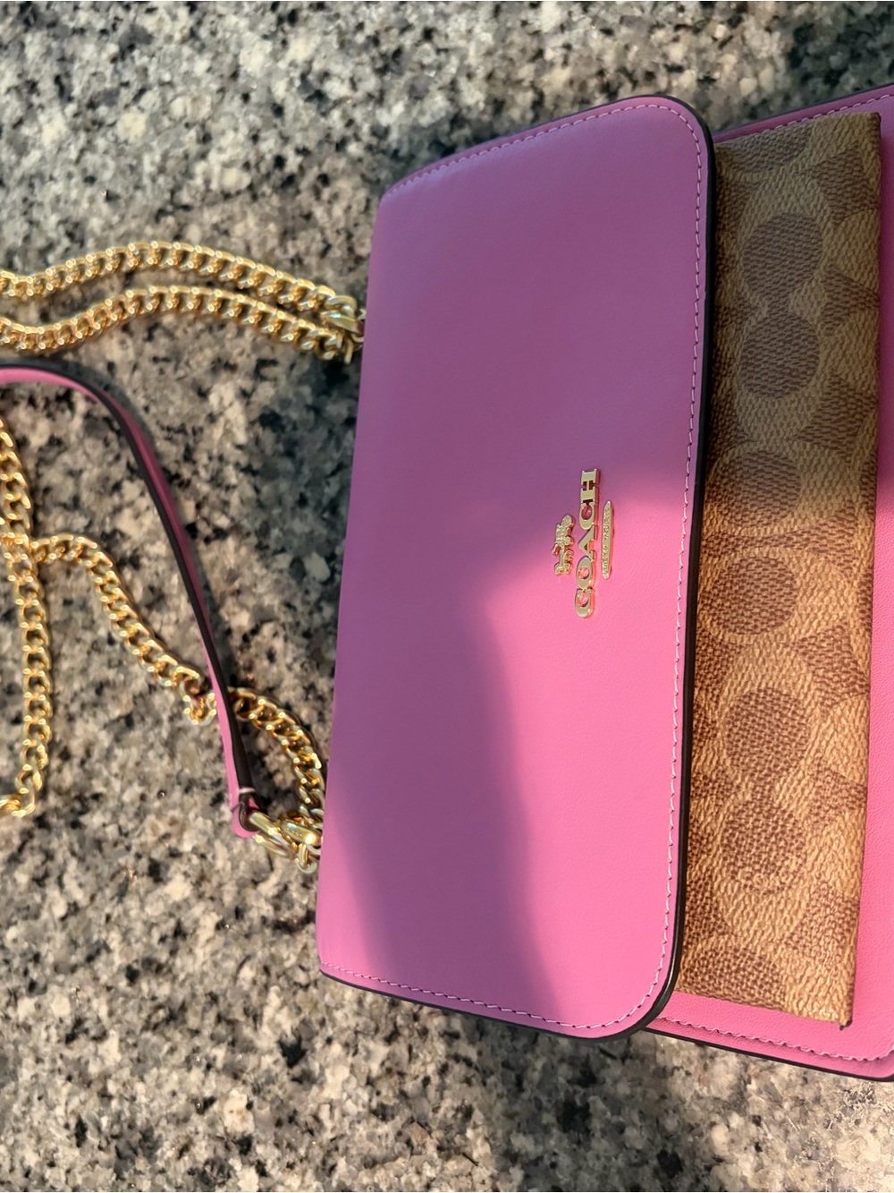Coach Pink Leather & Signature Canvas Chain Crossbody Bag with Gold Hardware - Picture 5 of 5